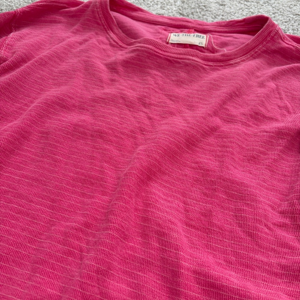 Free People Long Sleeve Top Womens XS Pink Relaxed Casual Beach Boho Indie - Picture 2 of 6